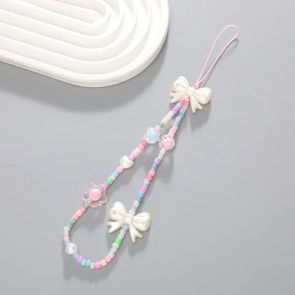 Colorful beaded mobile phone chain